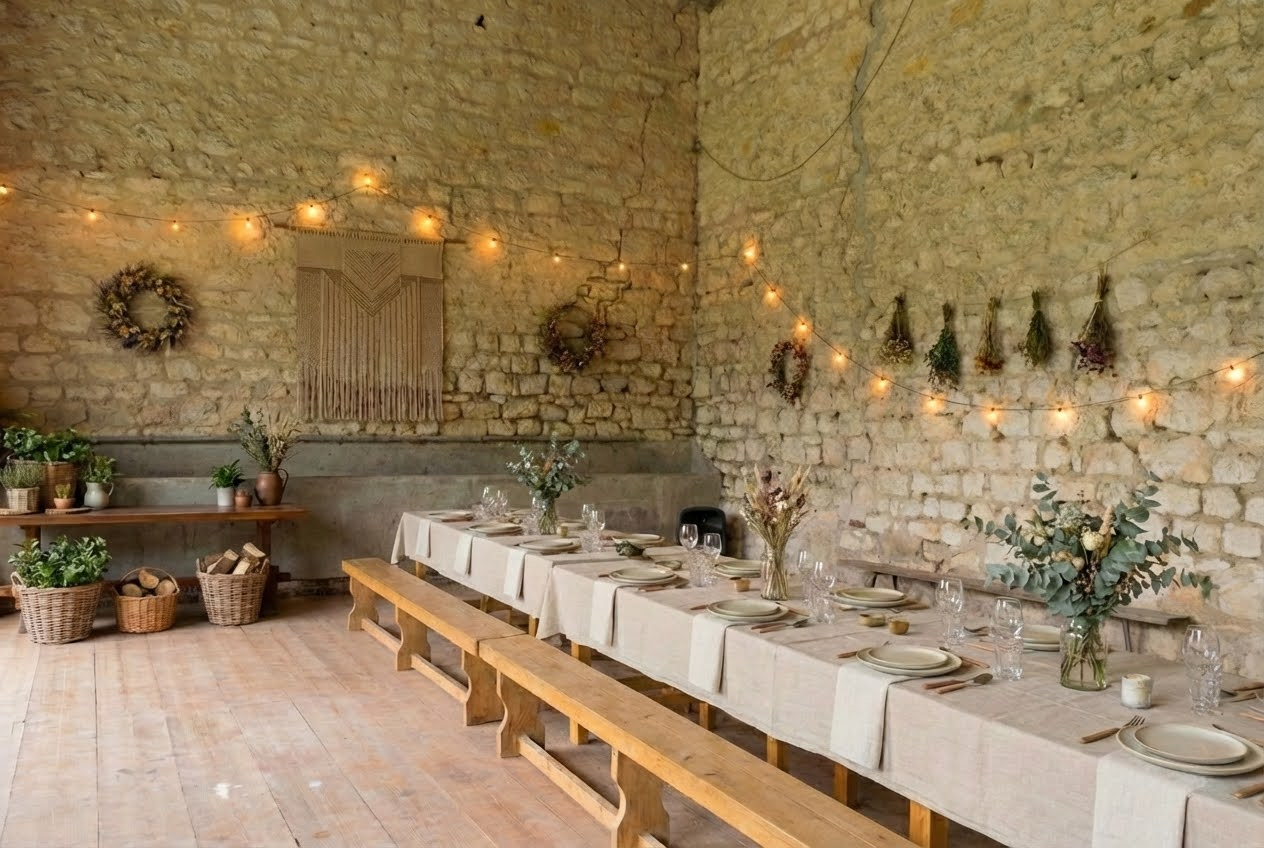 La salle à manger de Verdonne dressée pour un repas